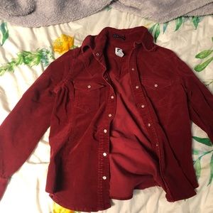 corduroy dark red button up